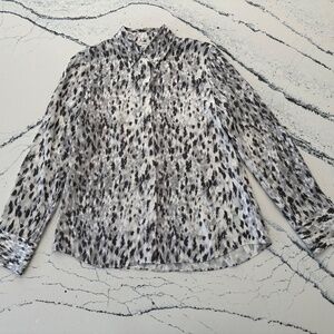 Vince Size S Silk Abstract Print Blouse NWT Onyx